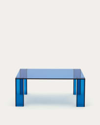 Adularia blue, tempered-glass side table, 85 x 85 cm