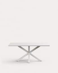 Argo table in melamine with white finish and steel legs with white finish 180 x 100 cm
