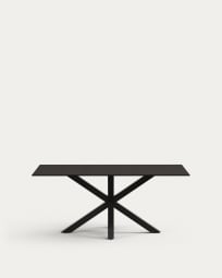 Argo table with black glass and black steel legs 180 x 190  cm