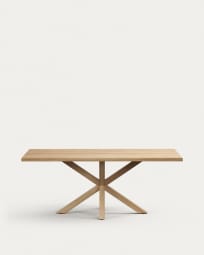 Tisch Argo aus Melamin mit natürlicher Oberfläche und Beinen aus Stahl in Holzoptik, 200 x 100 cm