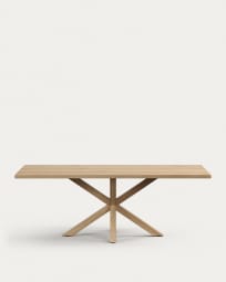 Table Argo en plaqué chêne blanchi et pieds en acier effet bois 220 x 100 cm