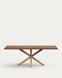 Argo table in aged oak veneer and wood-effect steel legs 220 x 100 cm