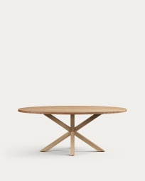 Argo oval table in solid acacia wood and wood-effect steel legs Ø 200 100 cm