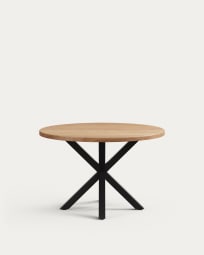 Argo round table in acacia solid wood and steel legs with black finish, Ø 120 cm