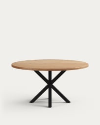 Mesa redonda Argo de madera maciza de acacia y patas de acero con acabado negro Ø 150 cm