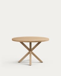 Runder Tisch Argo aus Melamin mit natürlicher Oberfläche und Stahlbeinen in Holzoptik Ø 120 cm