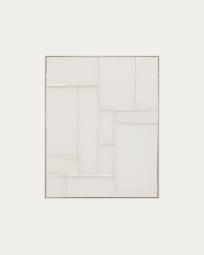 Quadro Klis di lino con forme geometriche bianco 80 x 100 cm