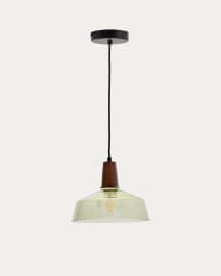 Silex green glass and walnut ceiling lamp, Ø 40 cm