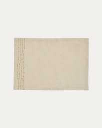 Flia set of 2 white linen and cotton table mats with gold-coloured lurex embroidered detail