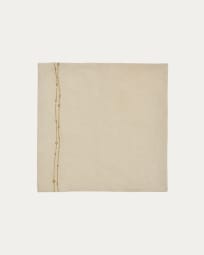 Flia set of 2 white linen and cotton napkins with gold-coloured lurex embroidered detail