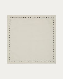 Ensemble Olim de 2 serviettes 100 % coton beige avec détail brodé noir