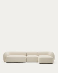 Martina modulares 4-Sitzer-Sofa in Chenille mit Chaiselongue rechts Farbe Ecru 377 cm