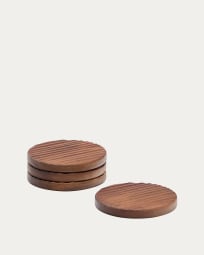 Ensemble Rommu de 4 sous-verres en bois d’acacia FSC 100%