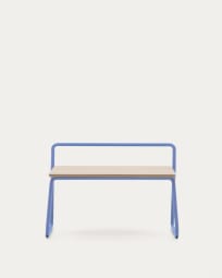 Tinn ash veneer bench with a blue metal structure, 75 cm