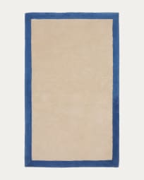 Nalim vloerkleed van 100% katoen in beige en blauw 90 x 150 cm