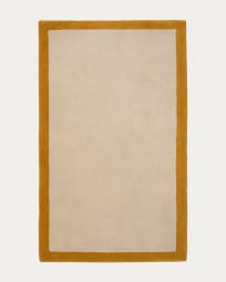 Nalim beige and mustard-coloured, 100% cotton rug, 90 x 150 cm