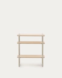 Tinn ash veneer shelf with a beige metal structure, 70 x 60 cm