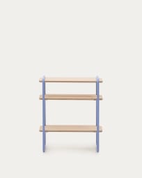 Tinn ash veneer shelf with a blue metal structure, 70 x 60 cm