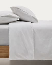Conjunt Atenie fundes nòrdica i de coixí 100% cotó percal blanc detall plumeti llit 180 cm