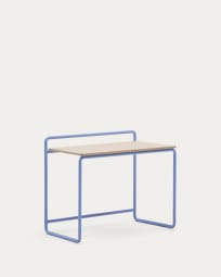 Tinn bureau in essenfineer en blauw metalen frame 75 x 45,5 cm