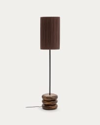 Lampada da terra Kor in legno di acacia con finitura scura e iuta