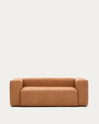 Blok brown leather 2-seater sofa 210 cm