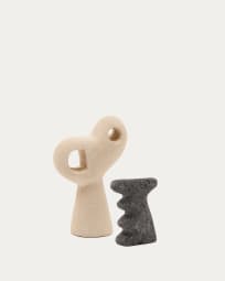 Set Arif di sculture in pietra con finitura beige e nera 12 cm / 15 cm