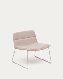 Zahara beige armchair and steel in a beige finish, 100% FSC