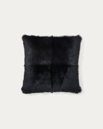 Housse de coussin Katny en cuir noir 45 x 45 cm