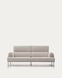 Aurum 3-seater ecru sofa with a matt grey metal base, 240 cm