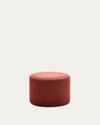 Kaeli footrest with removable cover in terracotta bouclé Ø 60 cm