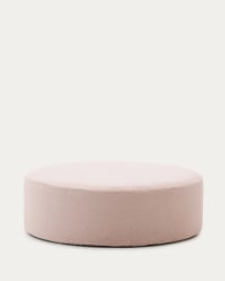 Kaeli footrest with removable cover in pink bouclé Ø 120 cm