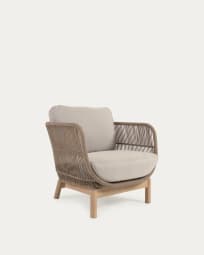 Catalina armchair made with beige rope and FSC solid acacia wood