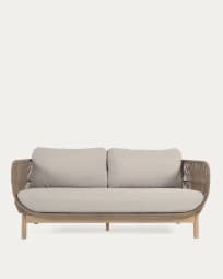 Catalina 3 seater sofa made with beige cord and solid acacia wood, 170 cm FSC 100%