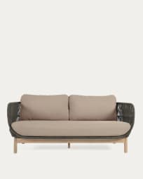 Catalina 3 seater sofa made with green cord and solid acacia wood, 170 cm FSC 100%