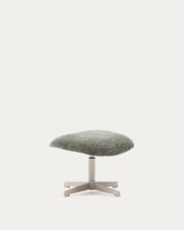 Teryl green chenille footrest with grey-finished metal, FSC 100%