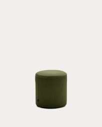 Kaeli footrest with removable cover in green bouclé Ø 43 cm