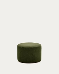 Kaeli footrest with removable cover in green bouclé Ø 60 cm