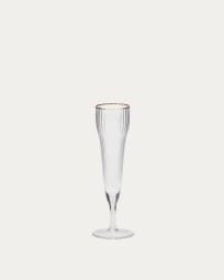 Ayan champagne flute in transparent glass, with a gold feature, 19 cl