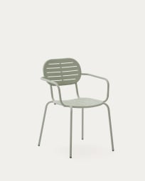 Silla apilable con reposabrazos de exterior Brai de acero galvanizado turquesa