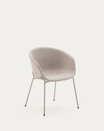 Yvette chair in beige chenille and steel legs in a beige finish