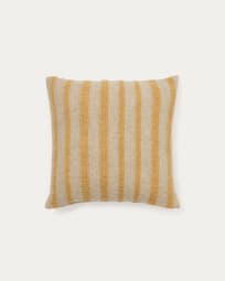 Naila mustard contrasting stripe cushion cover in acrylic fibres 50 x 50cm