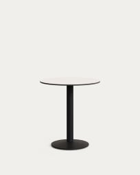 Taula rodona d'exterior Esilda blanc amb peu de metall acabat pintat negre Ø 70 x 70 cm
