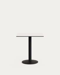 Taula d'exterior Esilda blanc amb peu de metall amb acabat pintat negre 70 x 70 x 70 cm