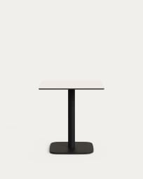 Dina outdoor table in white with metal legal in a painted white finish, 68 x 68 x 70 cm