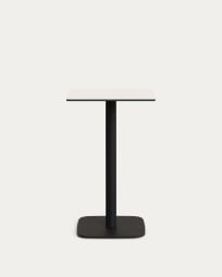 Dina high outdoor table in white with metal leg in a painted black finish, 60x60x96 cm
