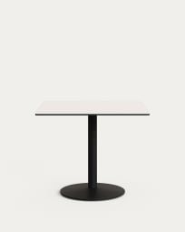 Taula d'exterior Esilda blanc amb peu de metall amb acabat pintat negre 90 x 90 x 70 cm