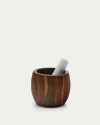 Mortaio Tori in legno di acacia e marmo bianco FSC 100%