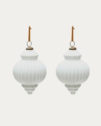 Set de 2 boules de Noël Irlo en verre recyclé blanc Ø 13 cm