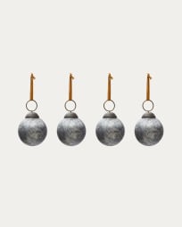 Blama set of 4 Christmas baubles made of silver recycled glass, Ø 6 cm